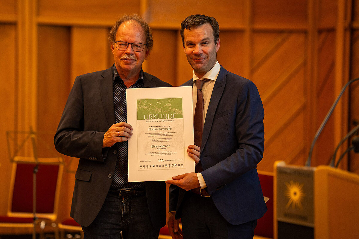 Ehrenobmann Alt-Bgm. Florian Kasseroler (links) und Obmann Bgm. Florian Themeßl-Huber. (Fotoquelle: (c) David Kathrein)