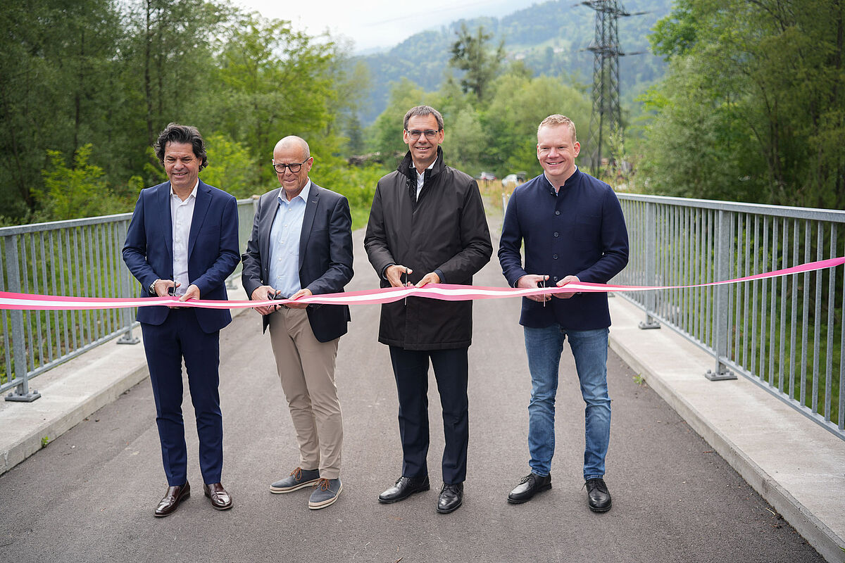Bürgermeister Manfred Rädler (Feldkirch), Bürgermeister Walter Gohm, Landeshauptmann Markus Wallner und Landesstatthalter Christof Bitschi. (Fotoquelle: Fotoquelle: Land Vorarlberg/7Pro.TV)