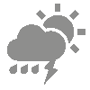 Tagsymbol, Symbolcode "u", Sonne, Wolken, Regenschauer, Gewitter möglich